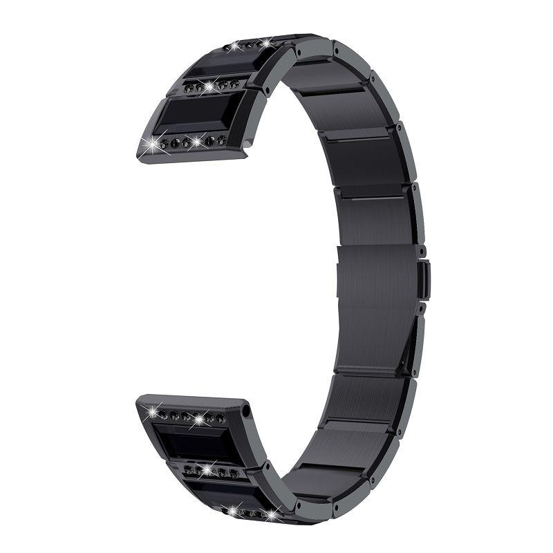 Voor Samsung Galaxy Watch Active2 44mm / Watch Active2 40mm / Watch Active Stainless Steel Diamond Encrusted Replacement Watchbands (Black+Black)