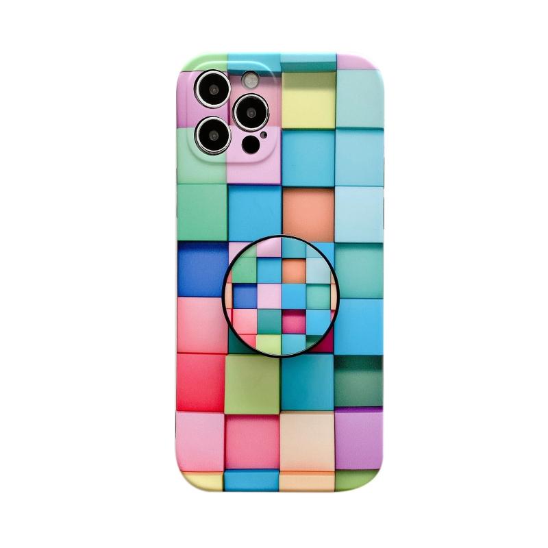 3D Cube IMD schokbestendig beschermhoesje met houder voor iPhone 12 Pro (vierkant)