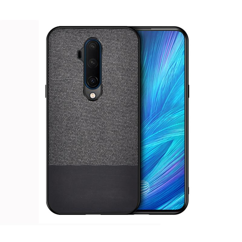 Voor OnePlus 7T Pro schokbestendige splicing PU + stof beschermhoes (zwart)