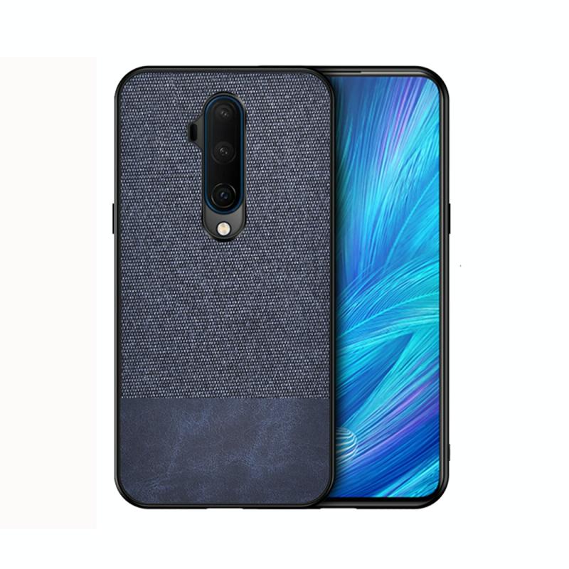 Voor OnePlus 7T Pro schokbestendige splicing PU + stof beschermhoes (blauw)