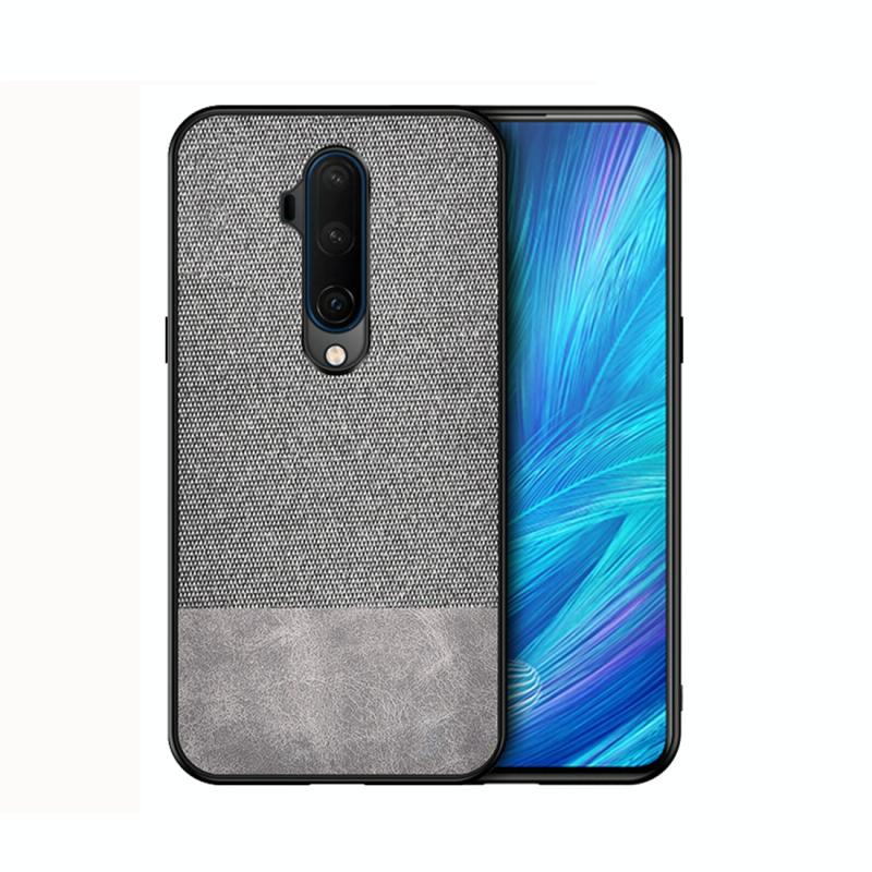 Voor OnePlus 7T Pro schokbestendige splicing PU + stof beschermhoes (grijs)