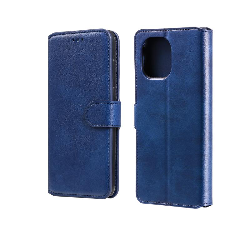 Voor Xiaomi Mi 11 Classic Calf Texture PU + TPU horizontale flip lederen case met houder & kaart slots &portemonnee (blauw)