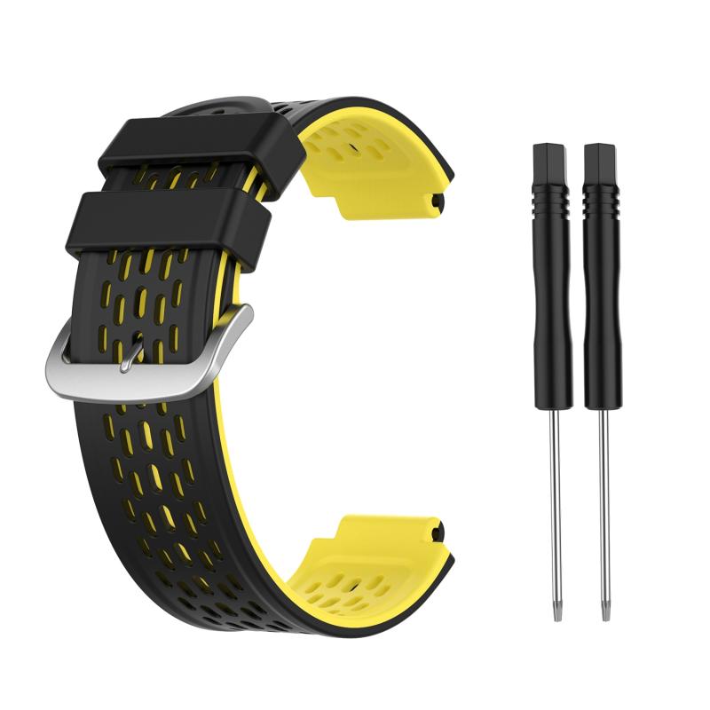 Voor Garmin Approach S2 / S4 tweekleurige siliconen vervangende riem horlogeband (zwart geel)