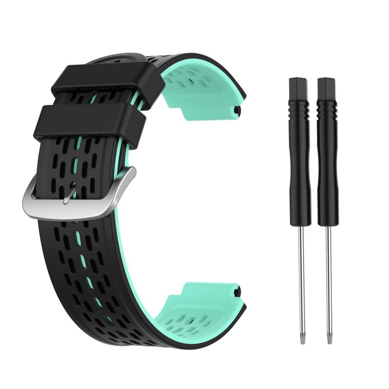 Voor Garmin Approach S2 / S4 tweekleurige siliconen vervangende riem horlogeband (zwart mintgroen)