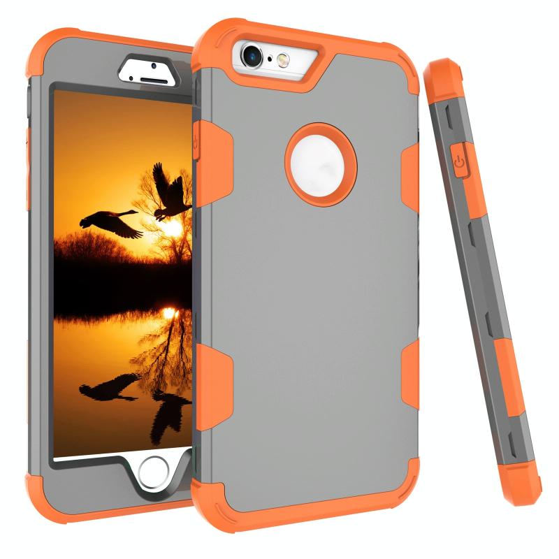 Contrast kleur siliconen + pc schokbestendig hoesje voor iPhone 6 Plus (grijs + oranje)
