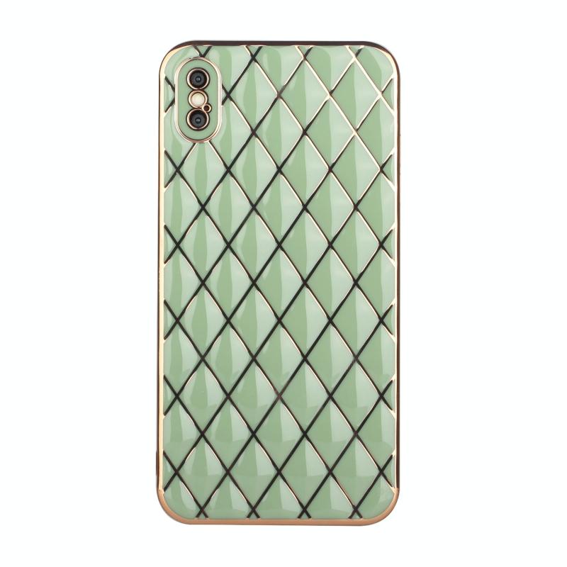 Gegalvaniseerde rhombic patroon schapenvacht TPU beschermende hoesje voor iPhone XS Max (avocado groen)