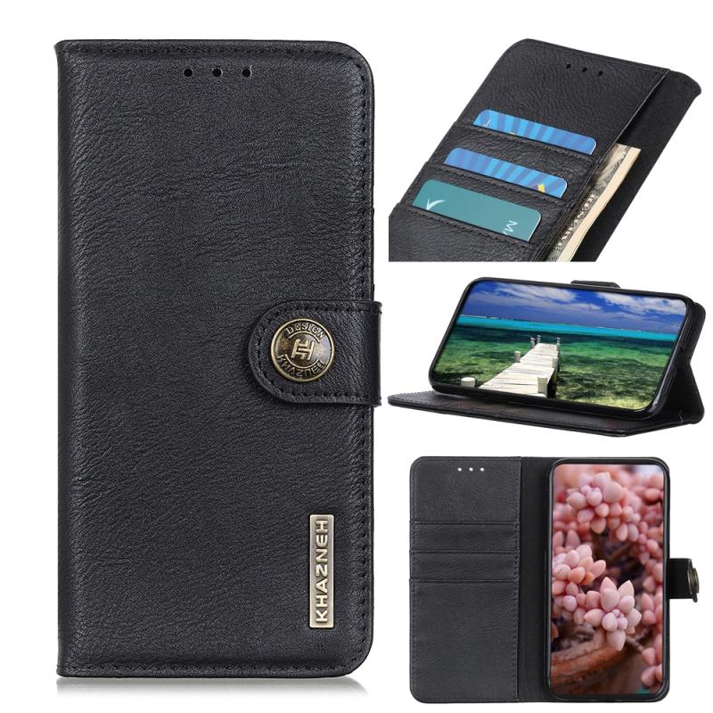 Voor Samsung Galaxy A82 5G KHAZNEH Koeienhuid textuur horizontale flip lederen hoesje met houder & kaart slots &portemonnee (zwart)