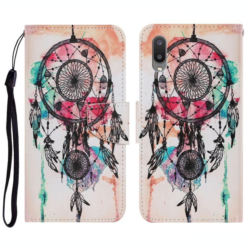 Voor Samsung Galaxy A02 gekleurde tekening patroon horizontale flip PU lederen geval met houder & kaart slots & portemonnee &lanyard (wind chimes)