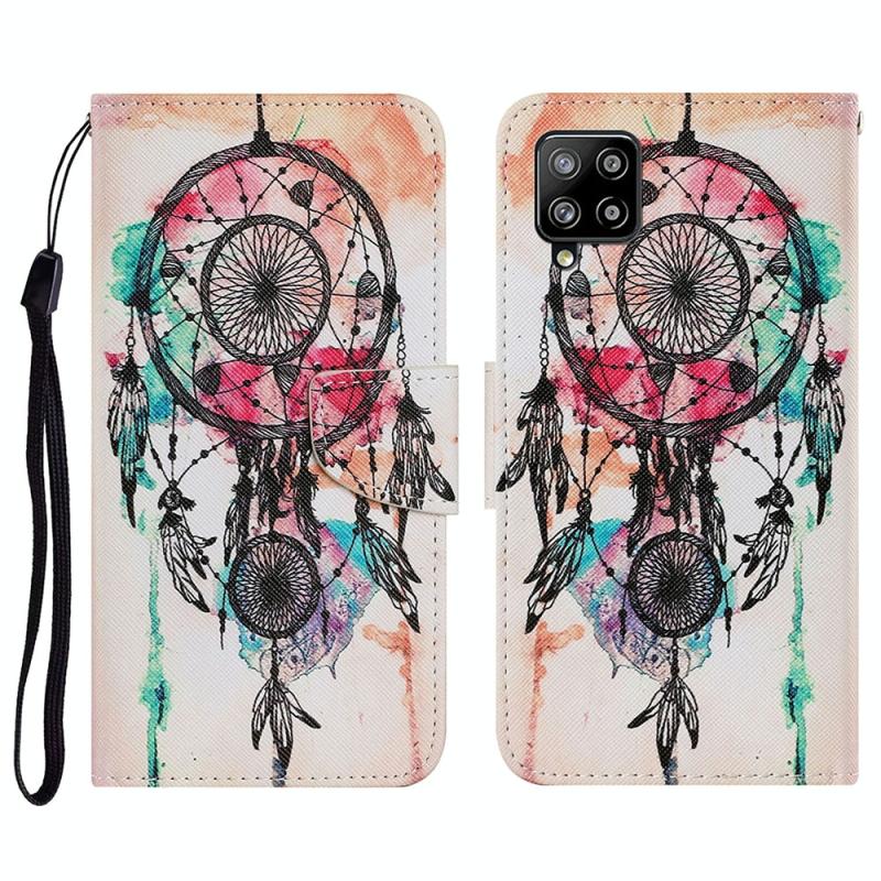 Voor Samsung Galaxy A22 4G gekleurde tekening patroon horizontale flip PU lederen geval met houder kaart slots & portemonnee &lanyard (wind chimes)