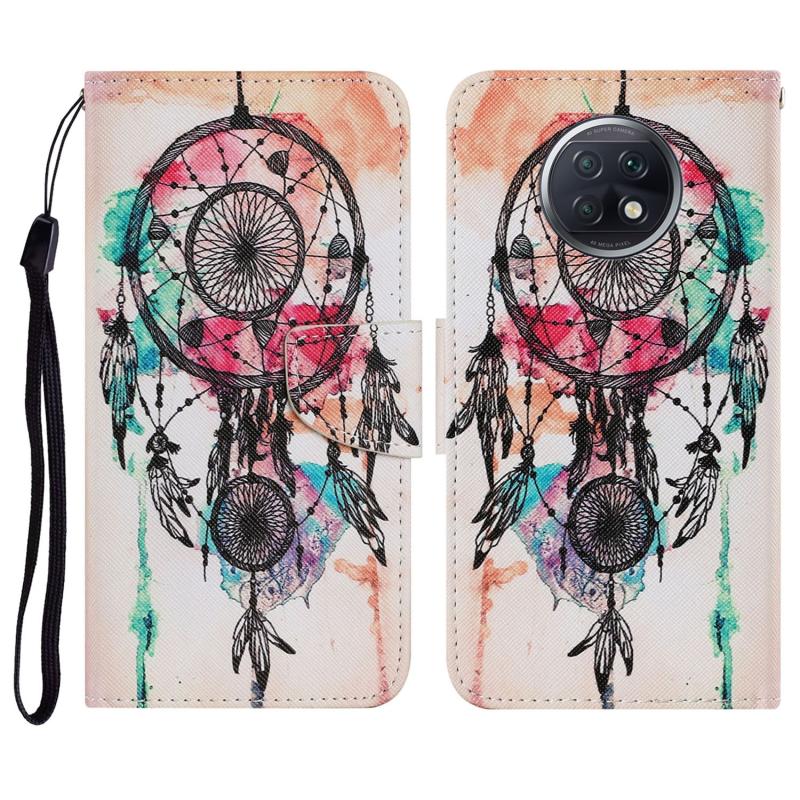 Voor Xiaomi Redmi Note 9T gekleurde tekening patroon horizontale flip PU lederen geval met houder kaart slots & portemonnee &lanyard (wind chimes)