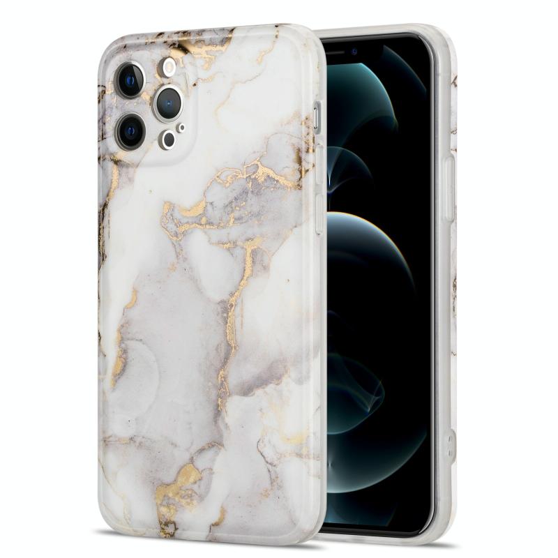 Geglazuurd marmeren patroon TPU schokbestendig beschermhoesje voor iPhone 11 Pro (grijs)