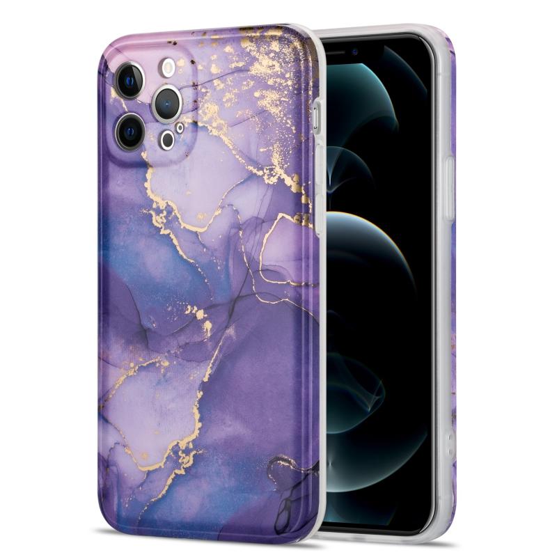 Geglazuurd marmeren patroon TPU schokbestendig beschermhoesje voor iPhone 11 Pro (paars)