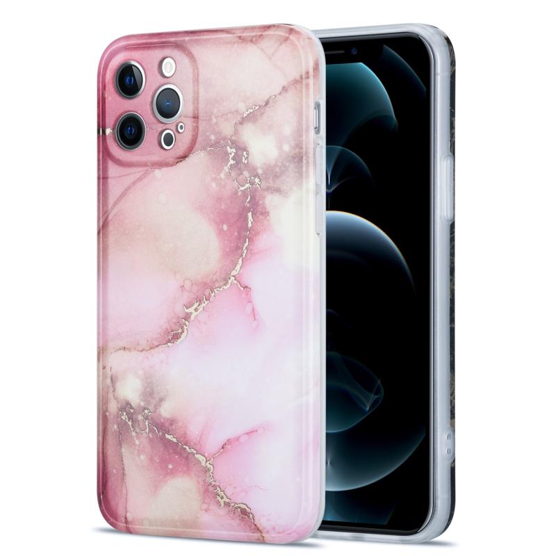 Geglazuurd marmeren patroon TPU schokbestendig beschermhoesje voor iPhone 11 Pro (roze)