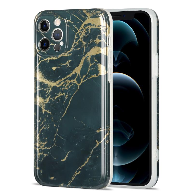 Geglazuurd marmeren patroon TPU schokbestendig beschermhoesje voor iPhone 11 Pro (donkergroen)