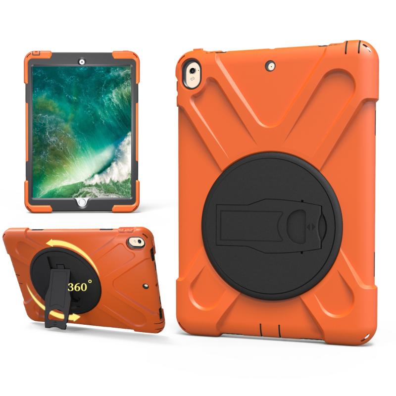 Schokbestendige kleurrijke siliconen + pc beschermhoes met houder voor iPad Pro 10.5 (oranje)