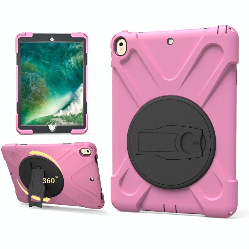 Schokbestendige kleurrijke siliconen + pc beschermhoes met houder voor iPad Pro 10.5 (roze)