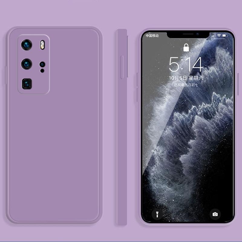 Voor Huawei P40 Pro Solid Color Imitation Liquid Silicone Straight Edge Dropproof Full Coverage Beschermhoes (paars)