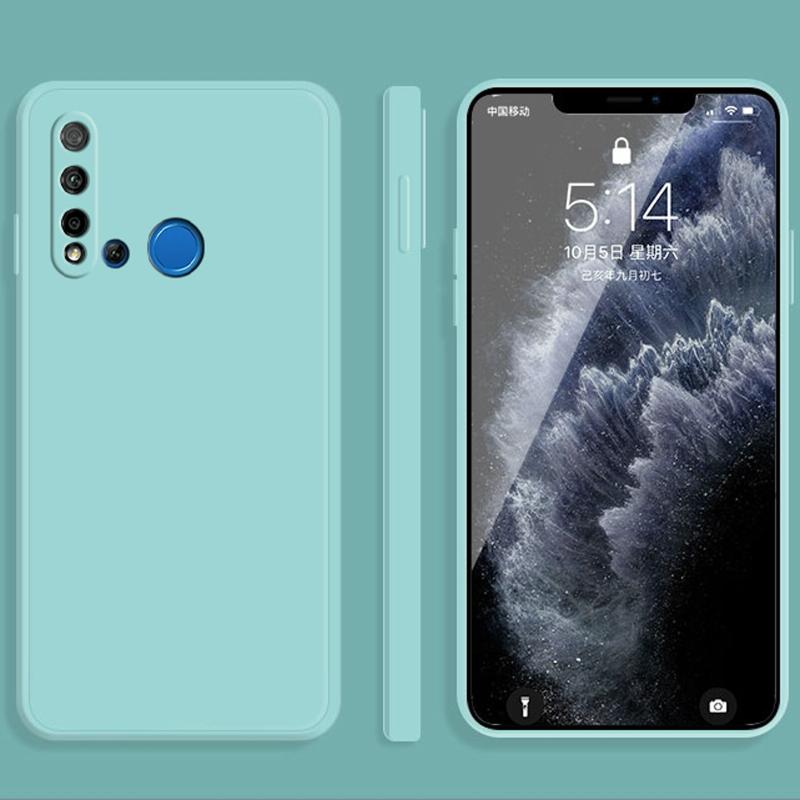 Voor Huawei nova 5i solid color imitatie vloeibare siliconen rechte rand dropproof volledige dekking beschermende hoes (hemelsblauw)