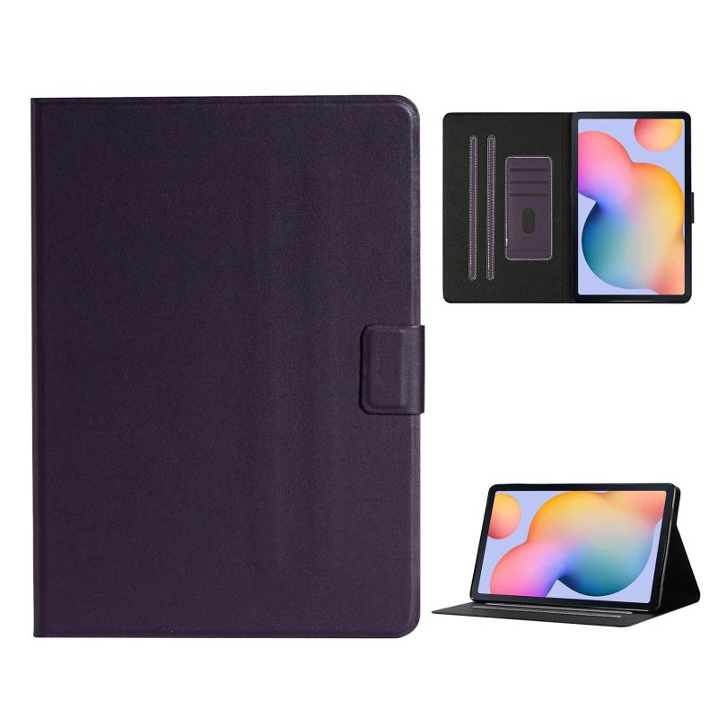 Voor Samsung Galaxy Tab A7 Lite 8.7 T220 Pure Color Horizontale Flip Lederen Case met Kaart Slots & Houder & Lanyard (Paars)