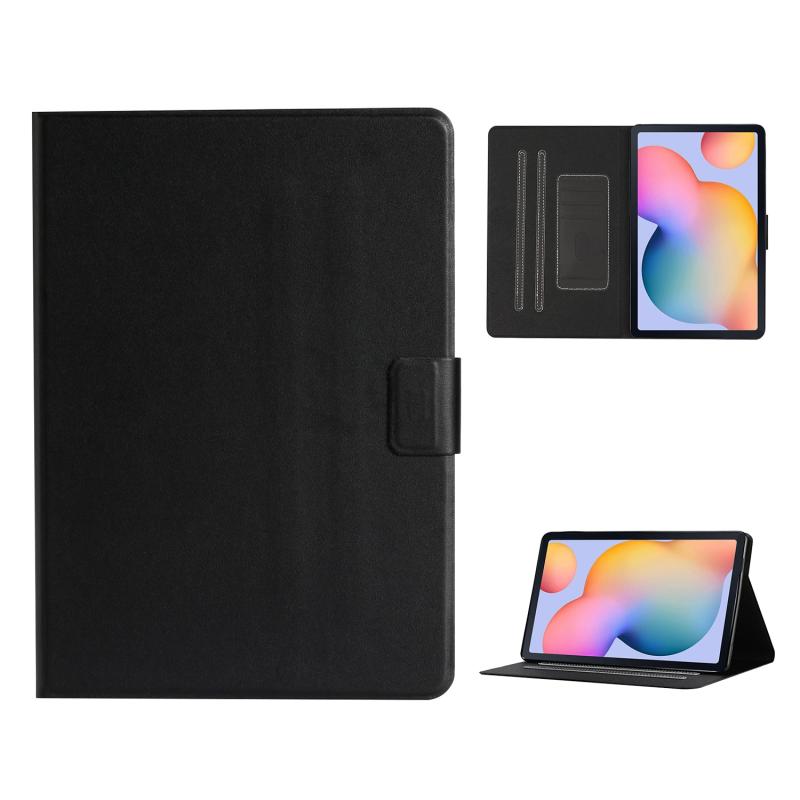 Voor Samsung Galaxy Tab A7 Lite 8.7 T220 Pure Kleur Horizontale Flip Leren Case met Kaart Slots & Houder & Lanyard (Zwart)