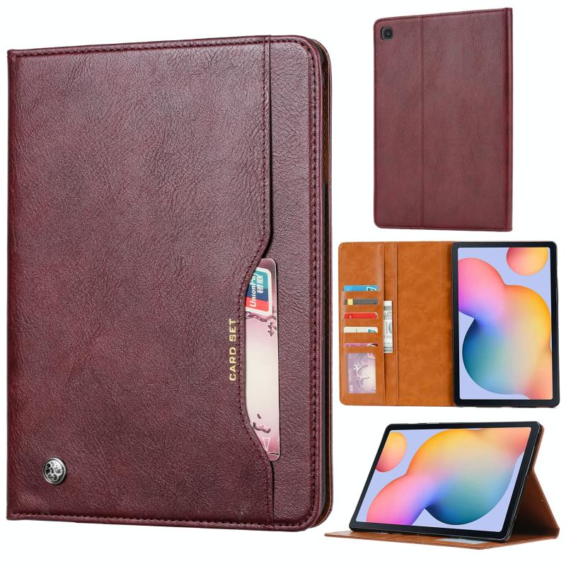 Voor Samsung Galaxy A7 Lite T220 / T225 Kneed Huid Textuur Horizontale Flip Lederen Case met Photo Frame & Holder & Card Slots & Portemonnee (Wijnrood