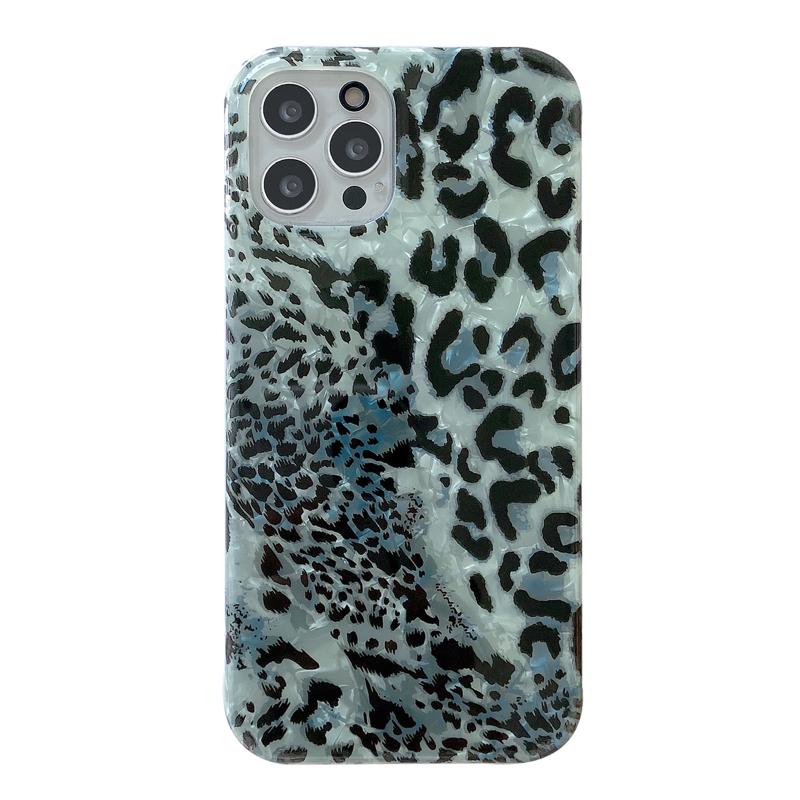 TPU-schokbestendige beschermhoes voor iPhone 12/12 PRO (Groen Leopard Shell Pattern)