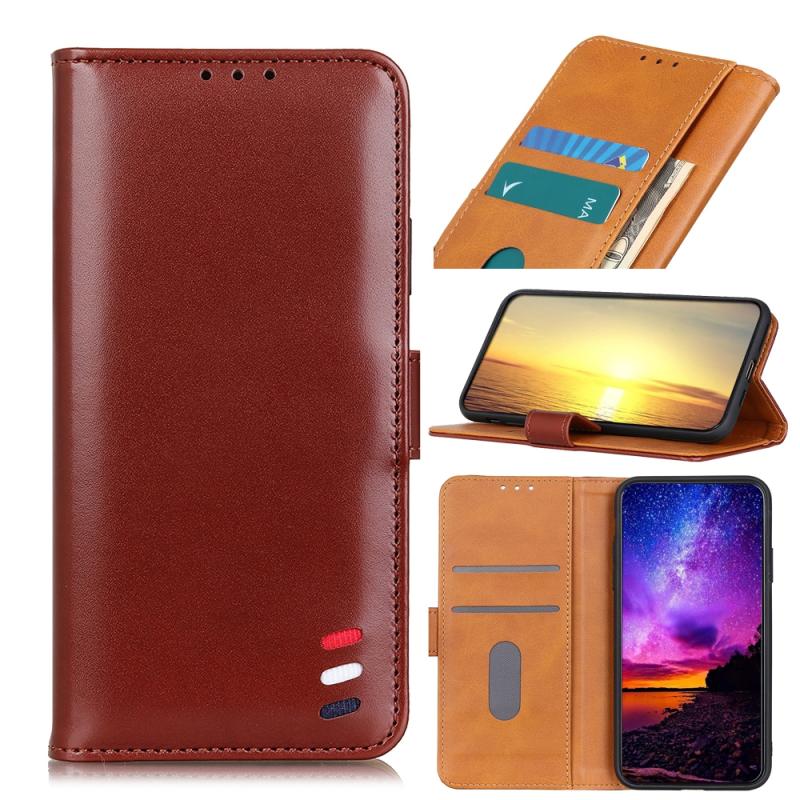 Voor Sony Xperia 5 III 3-Color Pearl Texture Magnetische Gesp horizontale Flip PU Lederen Case met Kaart Slots & Portemonnee & Houder (Brown)