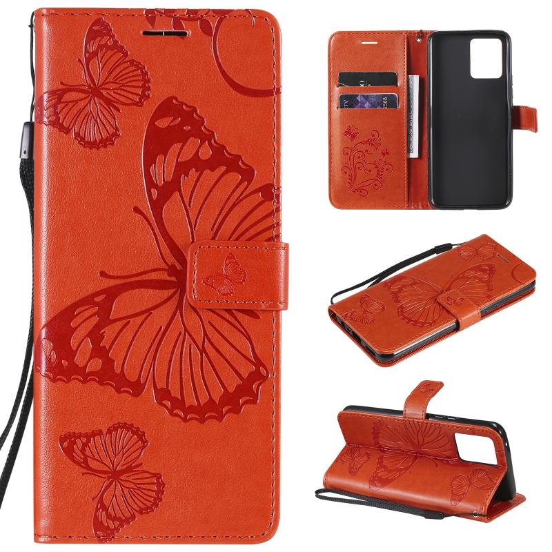 Voor Oppo Realme 8 Pro / Realme 8 Drukt Afdrukken Vlinder Patroon Horizontale Flip PU Lederen Case met Houder & Card Slots & Wallet & Lanyard (Oranje)