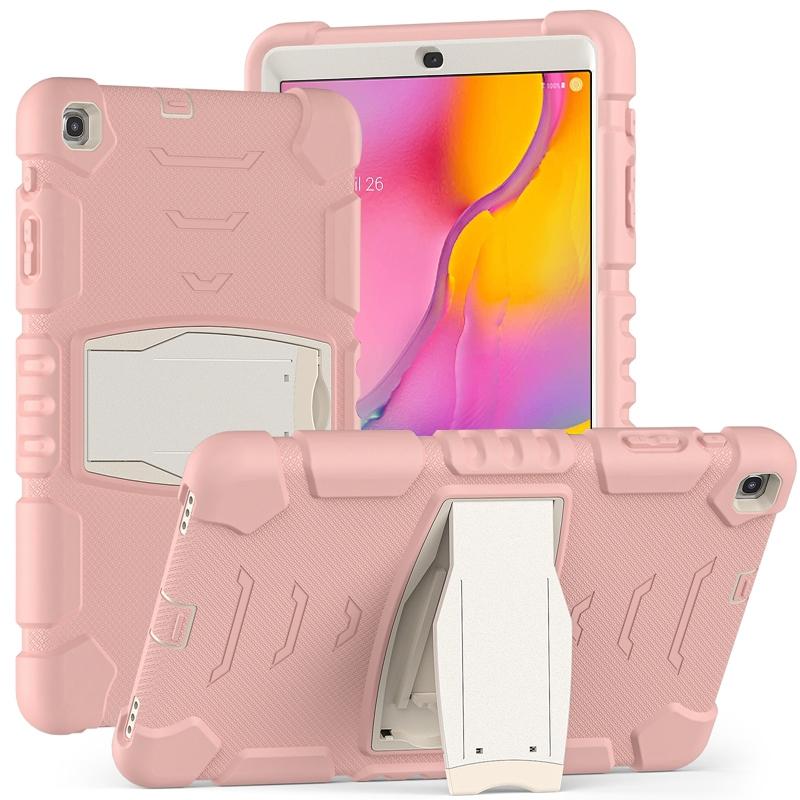 Voor Samsung Galaxy Tab A 10.1 T510 3-Layer Protection Screen Frame + PC + Siliconen Shockproof Combinatie Case met Houder (Cherry Blossoms Pink)