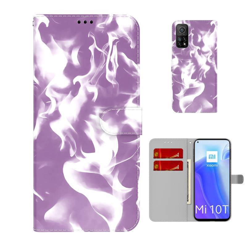 Voor Xiaomi MI 10T PRO 5G / 10T 5G Cloud Mist Patroon Horizontale Flip Lederen Case met Houder & Card Slot & Portemonnee (Paars)