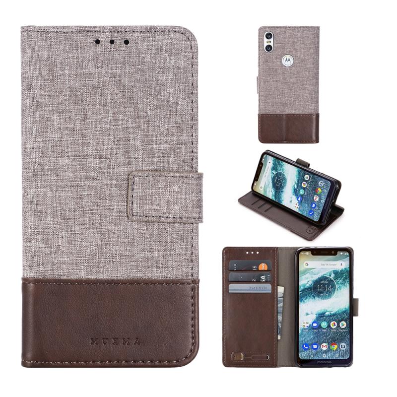 Voor Motorola Moto One MUXMA MX102 horizontale Flip canvas lederen draagtas met stand & Card slot & portemonnee functie (bruin)