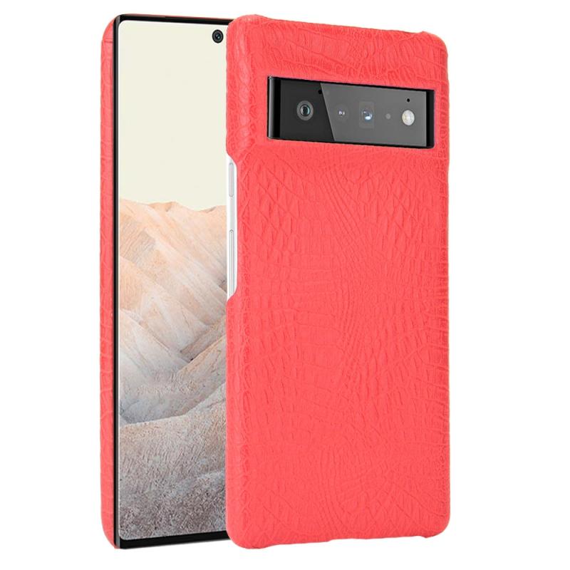 For Google Pixel 6 Pro Shockproof Crocodile Texture PC + PU Case(Red)