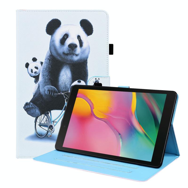 Voor Samsung Galaxy Tab A 8.0 2019 SM-T290 / SM-T295 Dierpatroon Horizontale Flip Leren Case met Houder & Card Slots & Fotolijst (Fietsen Panda)