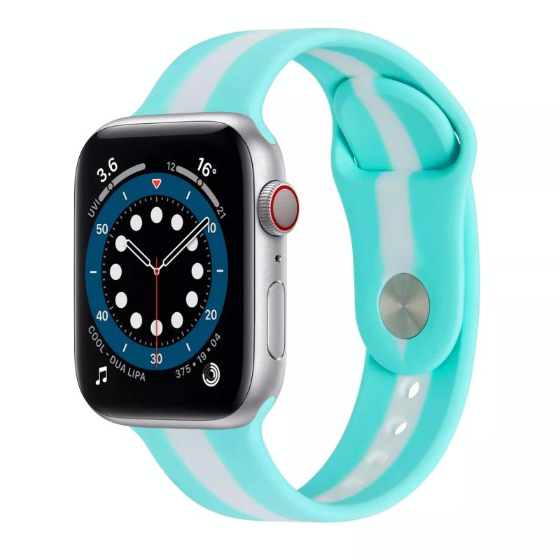 Secundaire kleur Siliconen Vervanging Horlogebanden voor Apple Watch Series 6 & SE & 5 & 4 40 MM / 3 & 2 & 1 38mm (Emerald Green)