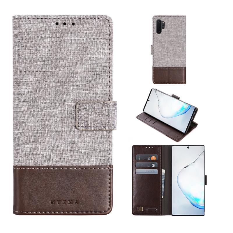 Voor Galaxy Note 10 Pro MUXMA MX102 horizontale Flip canvas lederen draagtas met stand & Card slot & portemonnee functie (bruin)