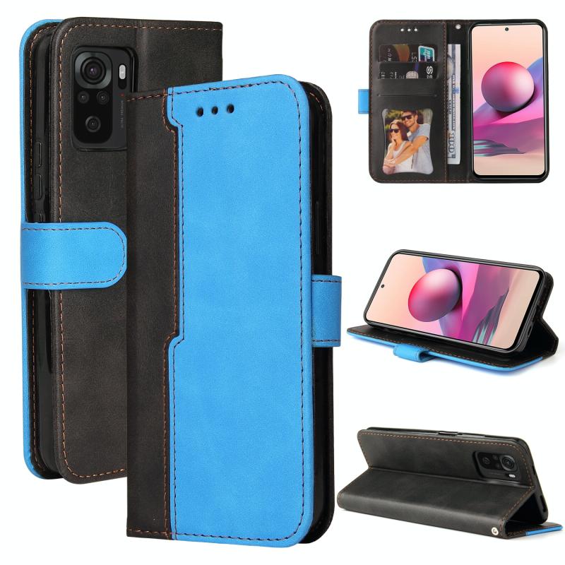 Voor Xiaomi Redmi Note 10 5G / POCO M3 PRO Business Stitching-Color Horizontal Flip PU lederen tas met houder & kaartslots & fotolijst