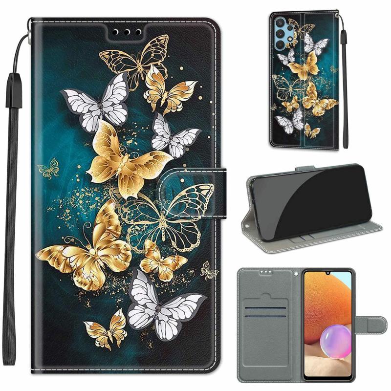 Voor Samsung Galaxy A32 4G Voltage Gekleurde Tekening Magnetische Sluiting Horizontale Flip PU Lederen Case met Houder & Card Slots (C20 Gold Silver F