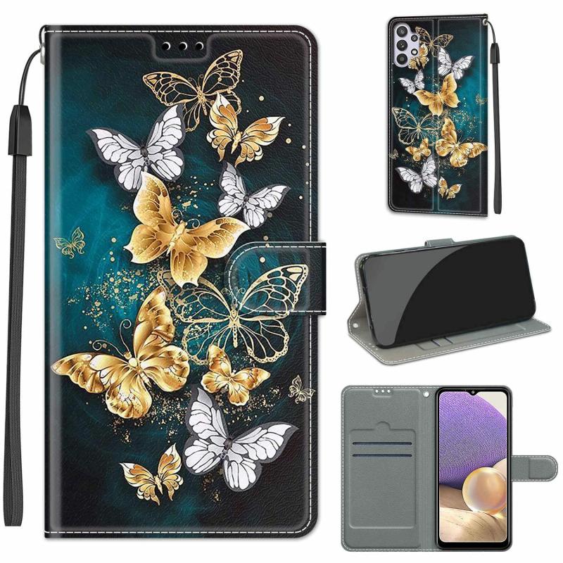 Voor Samsung Galaxy A32 5G Voltage Gekleurde Tekening Magnetische Sluiting Horizontale Flip PU Lederen Case met Houder & Card Slots (C20 Gold Silver F