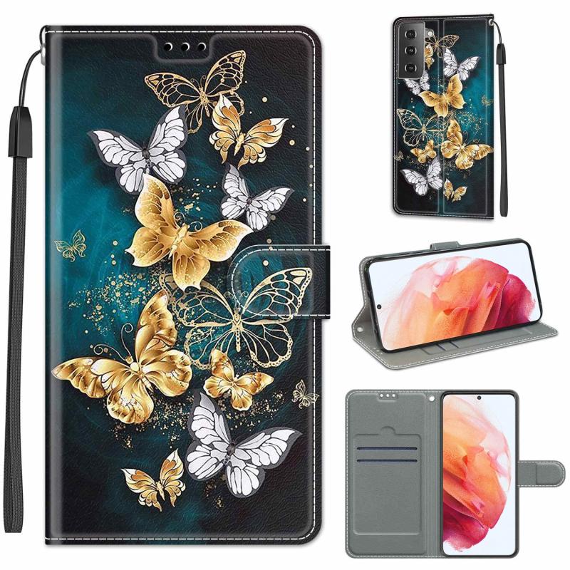 Voor Samsung Galaxy S21 5G Voltage Gekleurde Tekening Magnetische Sluiting Horizontale Flip PU Lederen Case met Houder & Card Slots (C20 Gold Silver F
