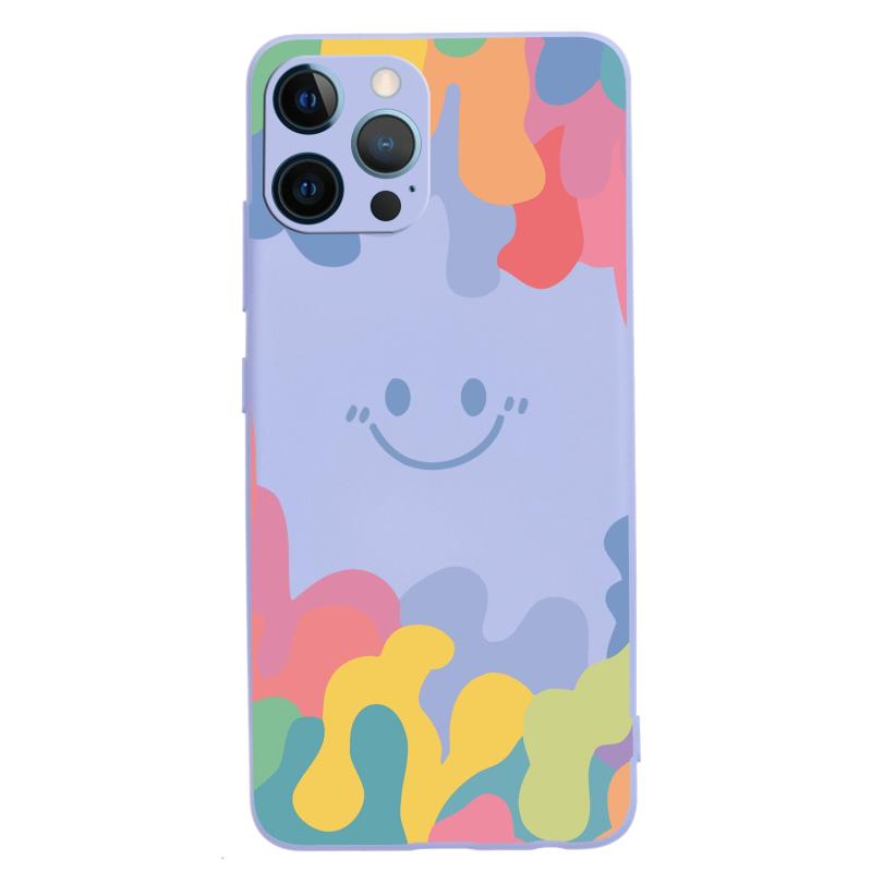 Geschilderd smileygezicht patroon vloeibaar siliconen shockproof case voor iphone 11 pro max