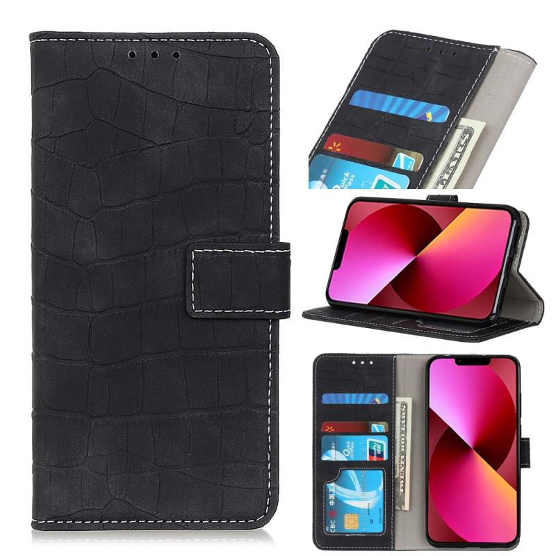 Krokodil textuur horizontale flip lederen tas met houder & kaart slots & portemonnee voor iphone 13