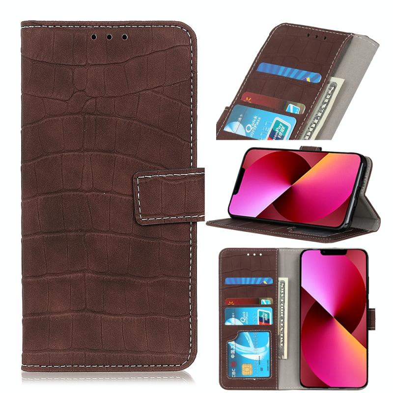 Krokodil textuur horizontale flip lederen tas met houder & kaart slots & portefeuille voor iphone 13