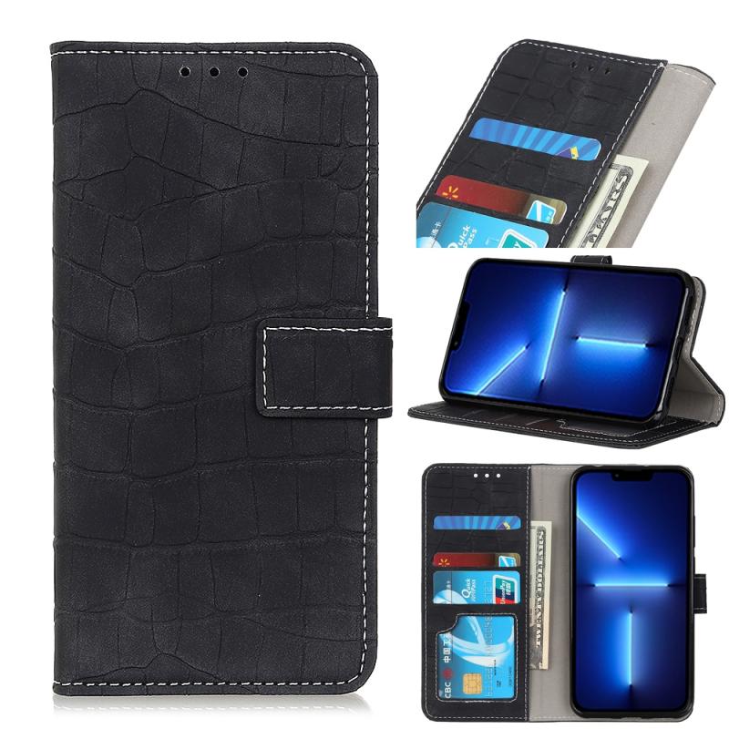 Krokodil textuur horizontale flip lederen tas met houder & kaart slots & portemonnee voor iphone 13 pro