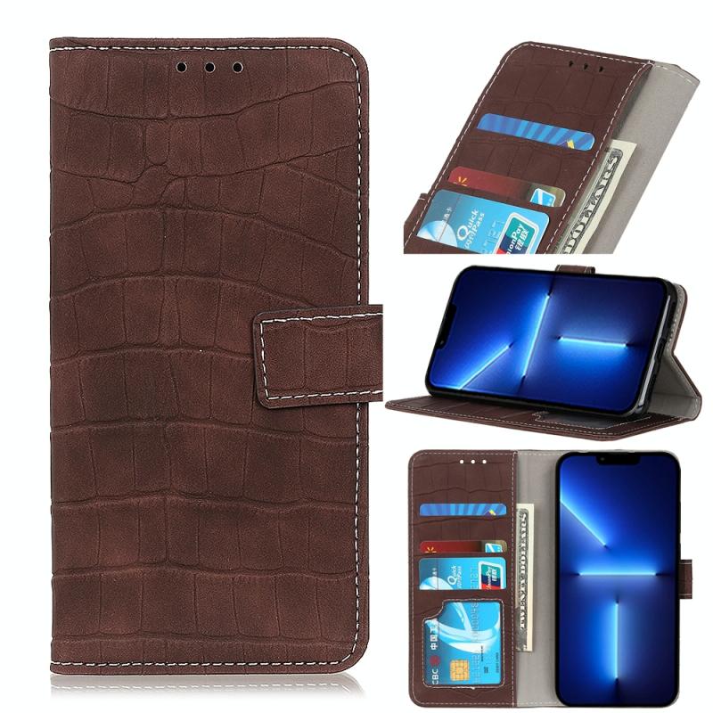 Krokodil textuur horizontale flip lederen tas met houder & kaart slots & portemonnee voor iphone 13 pro
