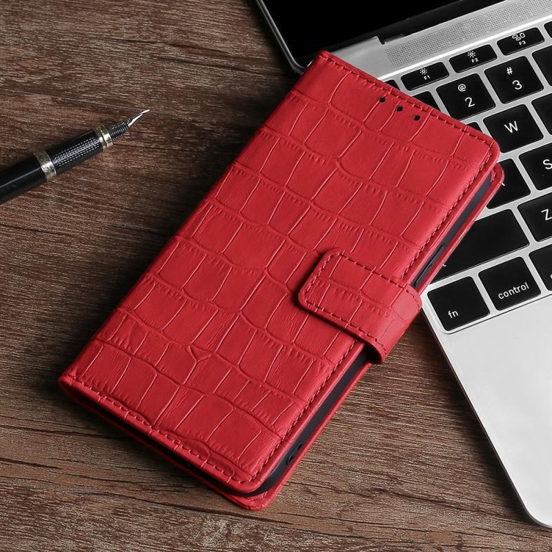 For OnePlus 8T Skin Feel Crocodile Texture Magnetic Clasp Horizontal Flip PU Leather Case with Holder & Card Slots & Wallet(Red)