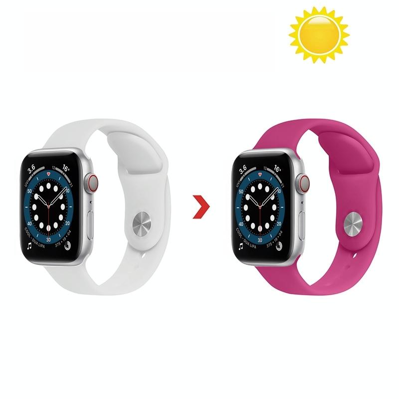 Verkleuring in Sun Silicone Vervanging Horlogeband voor Apple Watch Series 6 & SE & 5 & 4 40 MM / 3 & 2 & 1 38mm (Witte verandering Rose Pink)