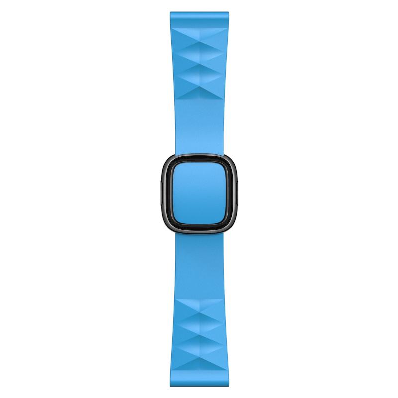 Moderne stijl siliconen vervanging riem horlogeband voor Apple Watch Series 6 & SE & 5 & 4 40mm / 3 & 2 & 1 38mm stijl: zwart gesp (Lake Blue)