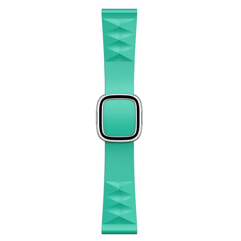 Moderne stijl siliconen vervanging riem horlogeband voor Apple Watch Series 6 & SE & 5 & 4 40mm / 3 & 2 & 1 38mm Style: Silver Buckle (Mint Green)