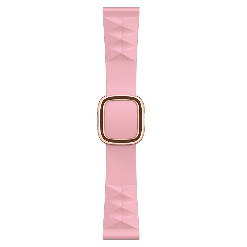 Moderne stijl siliconen vervanging riem horlogeband voor Apple Watch Series 6 & SE & 5 & 4 44mm / 3 & 2 & 1 42mm stijl: Rose Gold Buckle