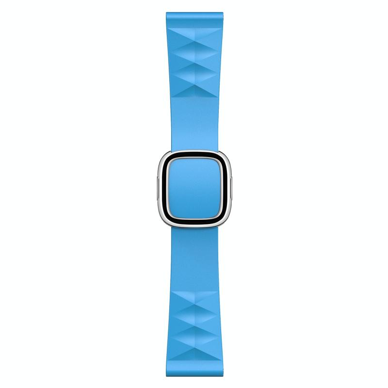 Moderne stijl siliconen vervanging riem horlogeband voor Apple Watch Series 6 & SE & 5 & 4 44mm / 3 & 2 & 1 42mm Style: Silver Buckle (Lake Blue)
